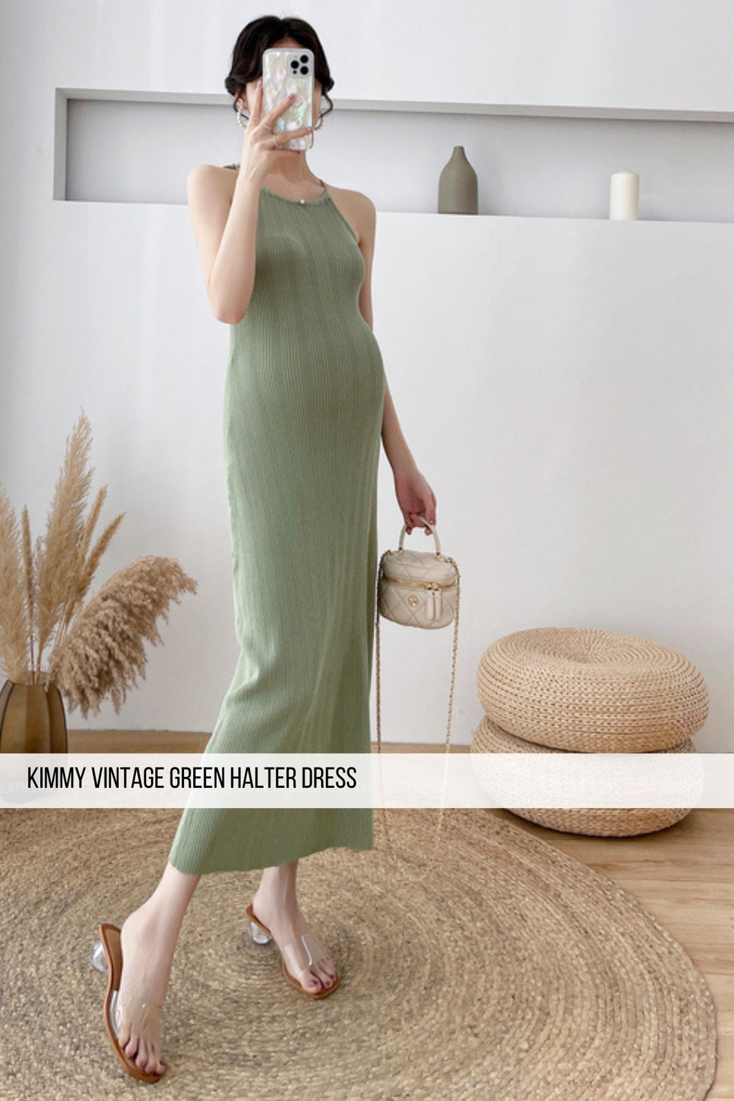 Kimmy Vintage Green Halter Dress