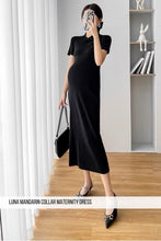 Luna Mandarin Collar Maternity Dress - Black