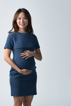 Kayla Blue Knit Maternity & Nursing Dress