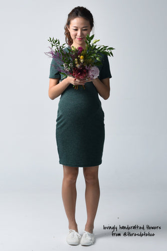 Kayla Green Knit Maternity & Nursing Dress