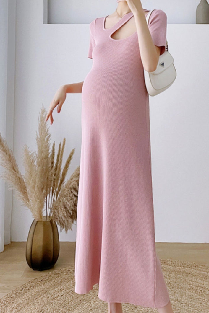 Leia Pattern Cut Dress - Pink