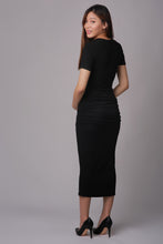 Hazel Black Maternity & Nursing Dress  (Ruched Sides)