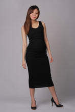 Emma Black Maternity & Nursing Dress (Ruched Sides)