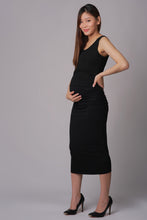 Emma Black Maternity & Nursing Dress (Ruched Sides)