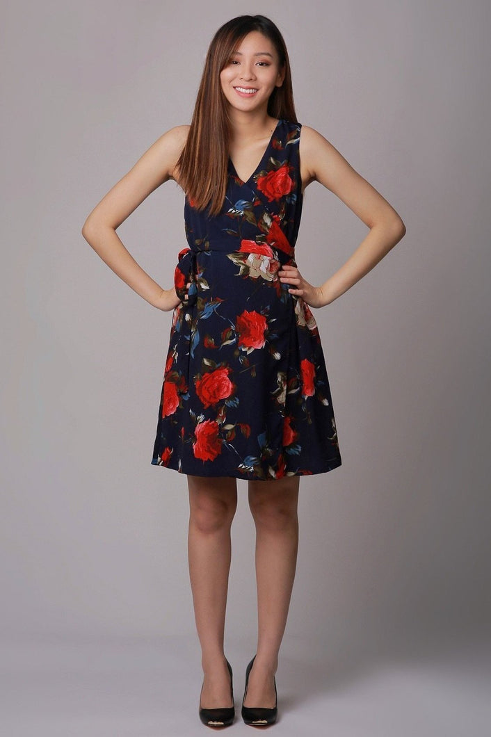 Amber Blue Floral Maternity Wrap Dress