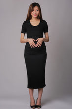 Hazel Black Maternity & Nursing Dress  (Ruched Sides)