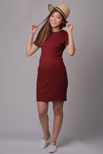 Kayla Wine Knit Maternity & Nursing Dress