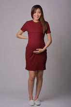 Kayla Wine Knit Maternity & Nursing Dress