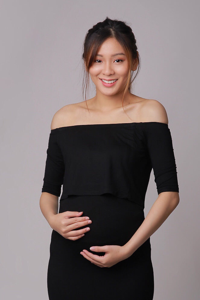 Olivia Off-Shoulder Maternity Dress