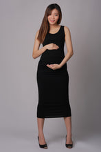Emma Black Maternity & Nursing Dress (Ruched Sides)