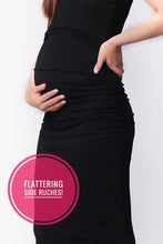 Emma Black Maternity & Nursing Dress (Ruched Sides)