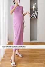 Luna Mandarin Collar Maternity Dress